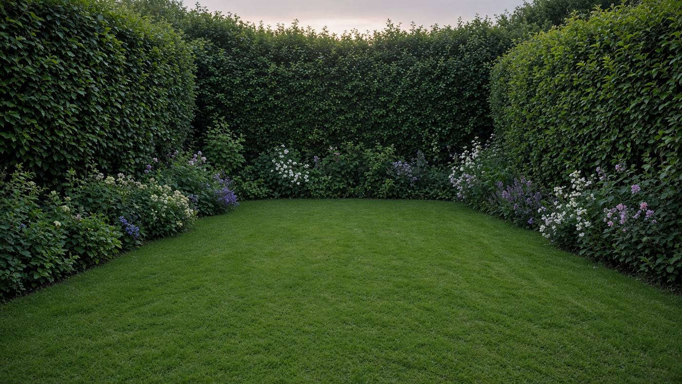 Hedge garden at dusk